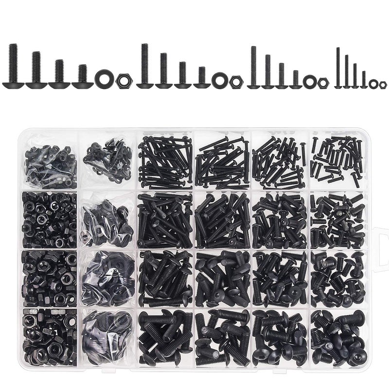 DYWISHKEY 1220 Pieces M2 M3 M4 M5, 10.9 Grade Alloy Steel Hex Button Head Cap Bolts Screws Nuts Washers Assortment Kit with Hex Wrenches - Image 2